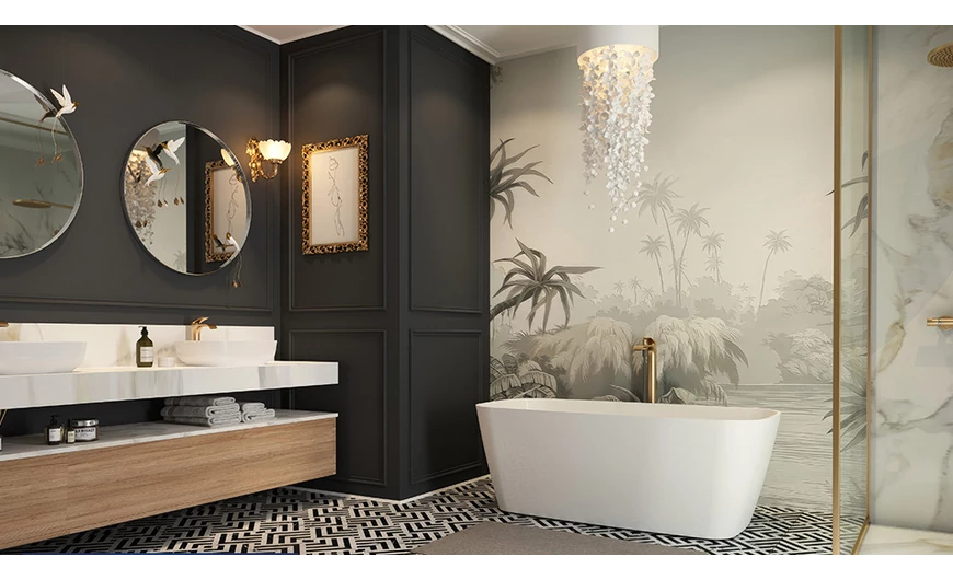 Jasmine szabadon álló műmárvány kád – Elegancia és luxus a fürdőszobában